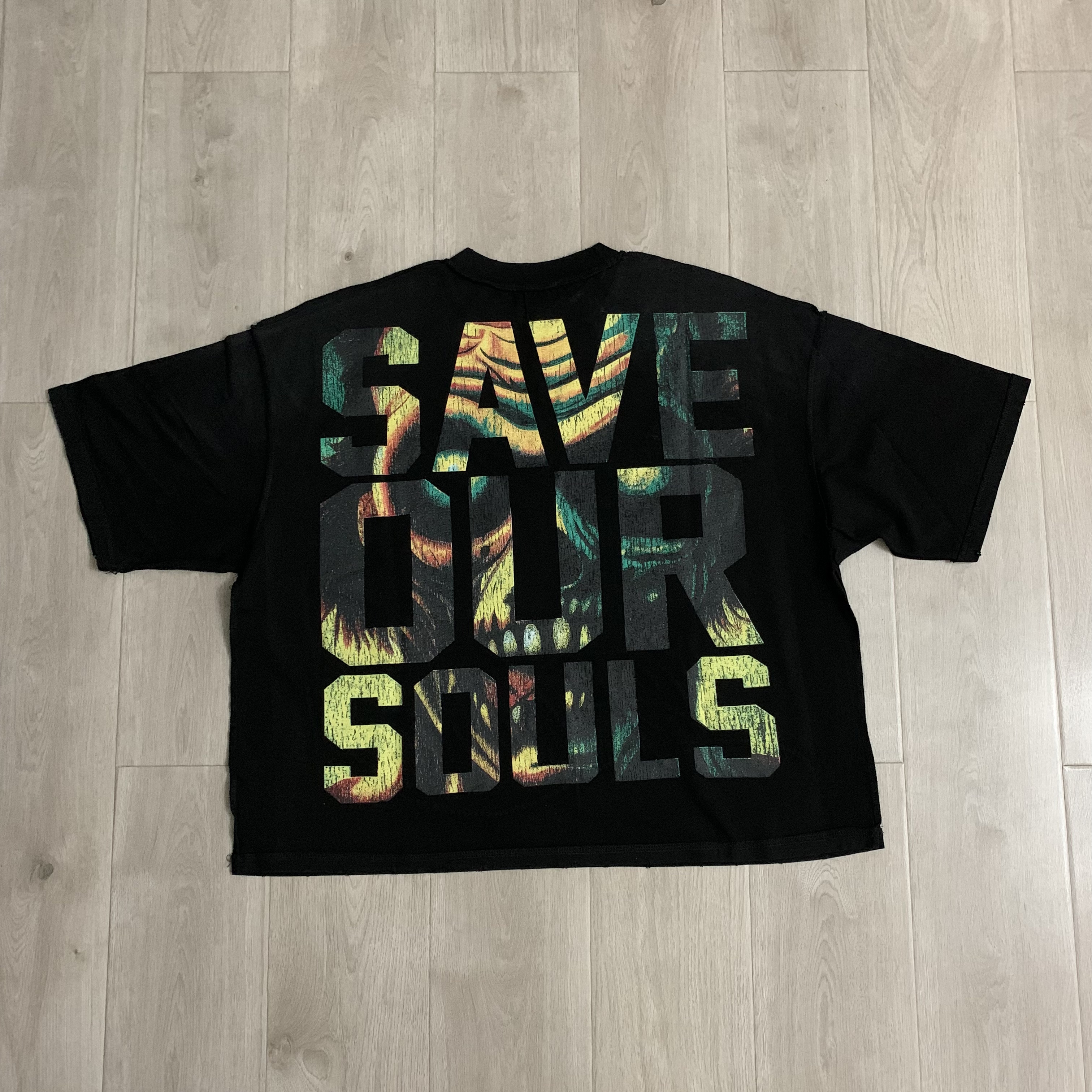 RP112#  RARE PEACE Save Our Souls Graphic Crop T-shirt 街头潮牌oversize超大版型烫钻短袖T恤 · image 17