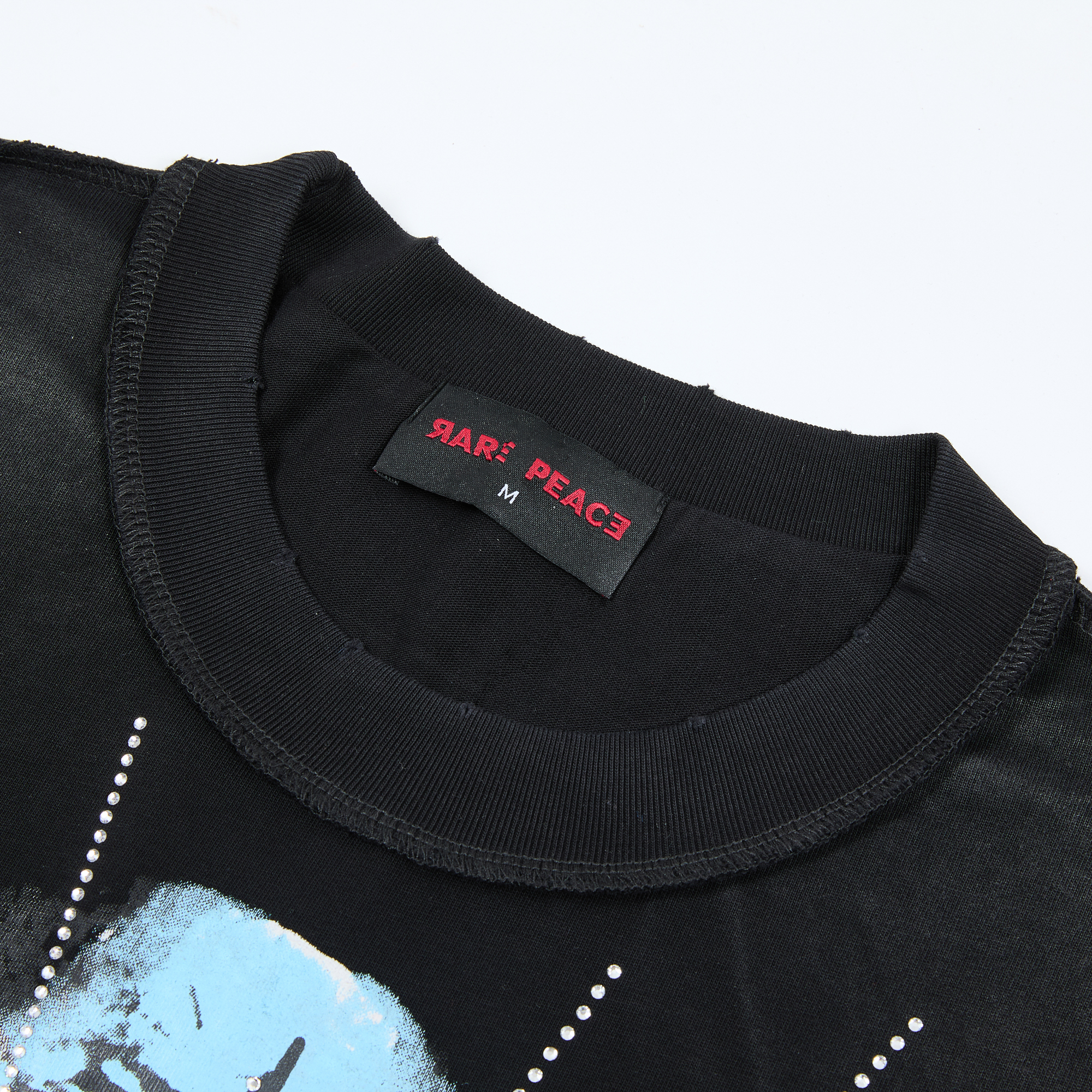 RP119# RARE PEACE It's OK To Cry Graphic Crop Tee街头潮牌oversize超大版型烫钻短袖T恤 · image 12