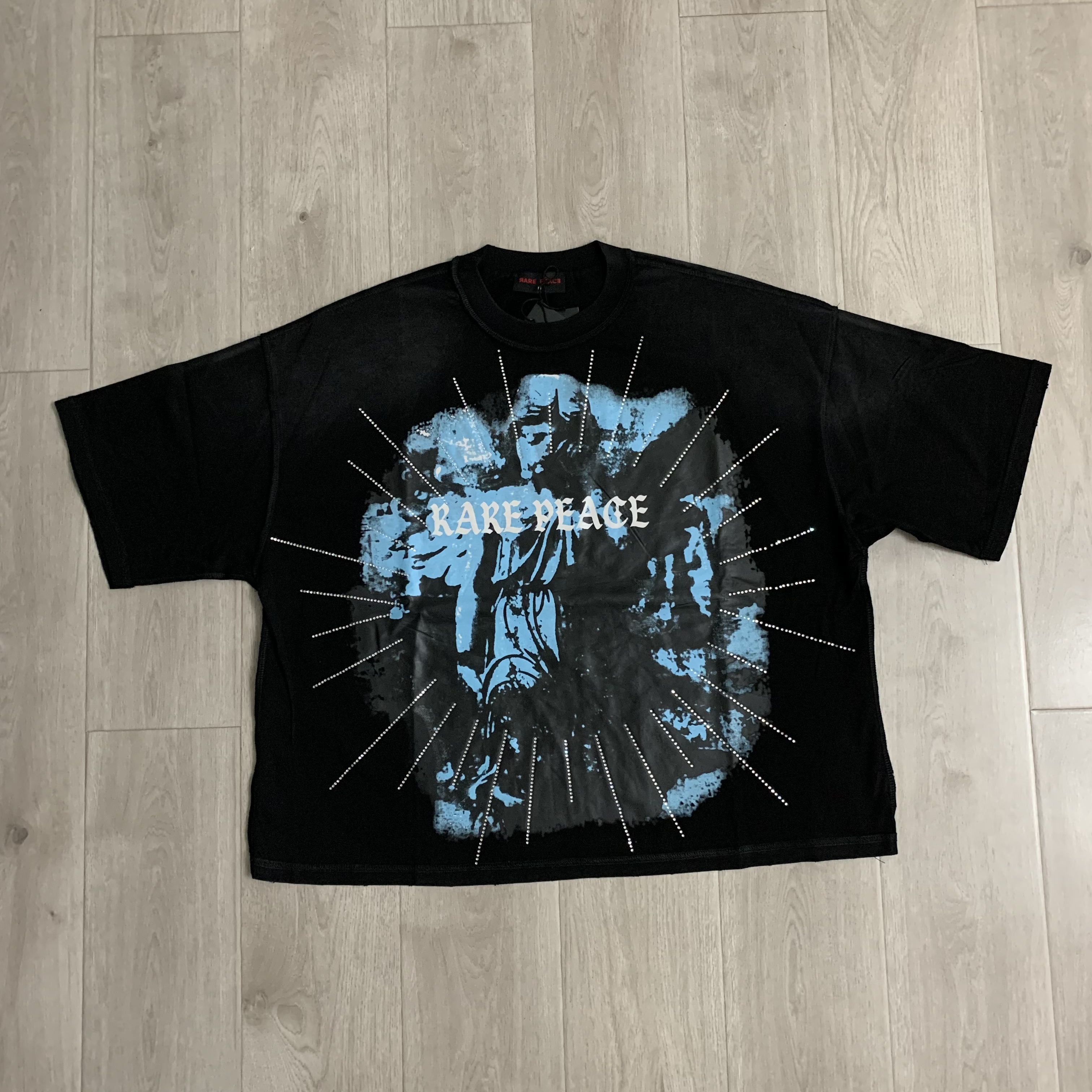 RP119# RARE PEACE It's OK To Cry Graphic Crop Tee街头潮牌oversize超大版型烫钻短袖T恤 · image 15