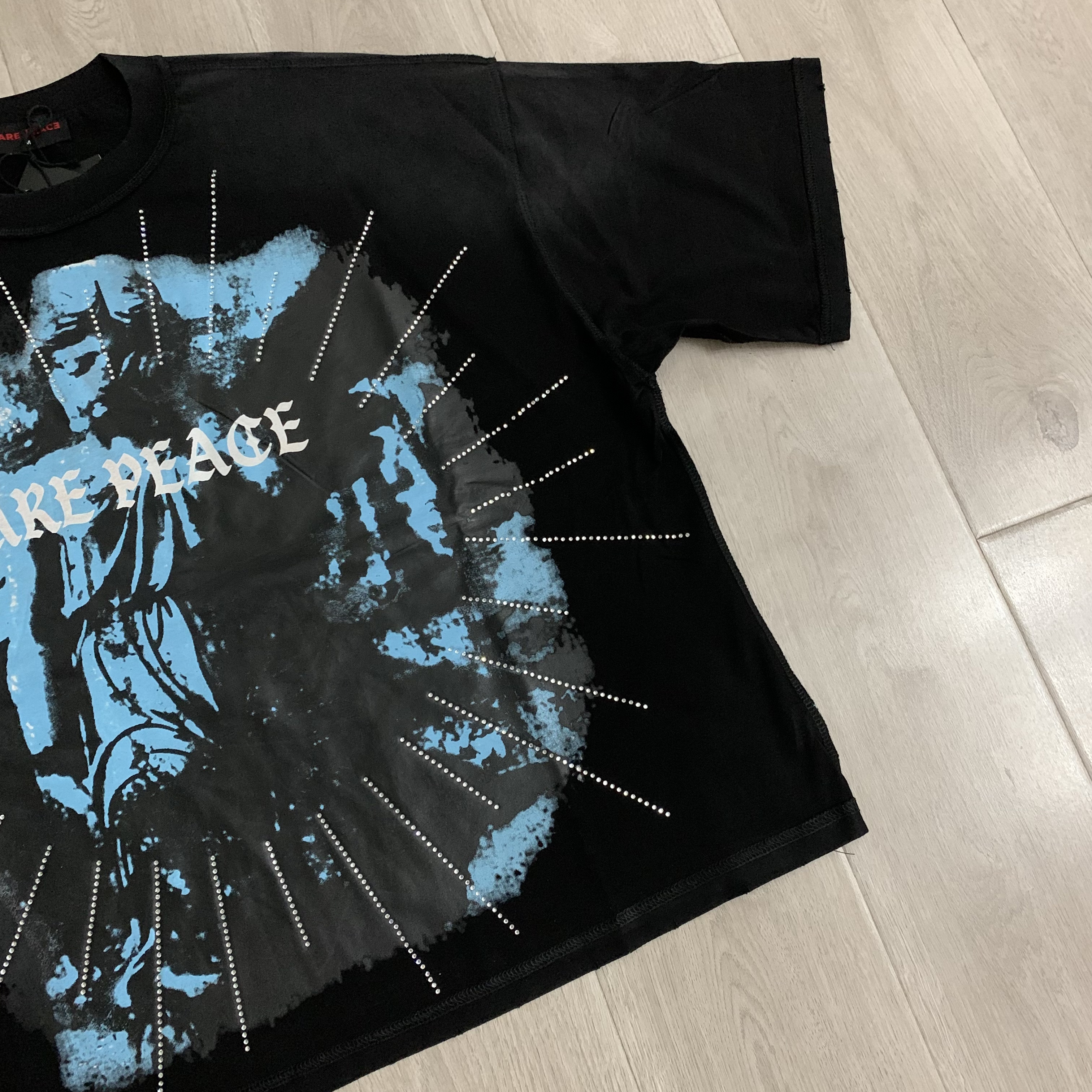 RP119# RARE PEACE It's OK To Cry Graphic Crop Tee街头潮牌oversize超大版型烫钻短袖T恤 · image 18