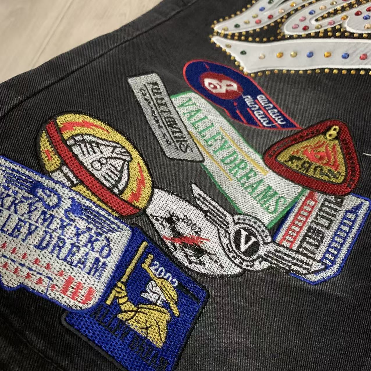 V808#  Vale Forever 1980S JORTS最新潮牌牛仔刺绣烫钻短裤 · image 11
