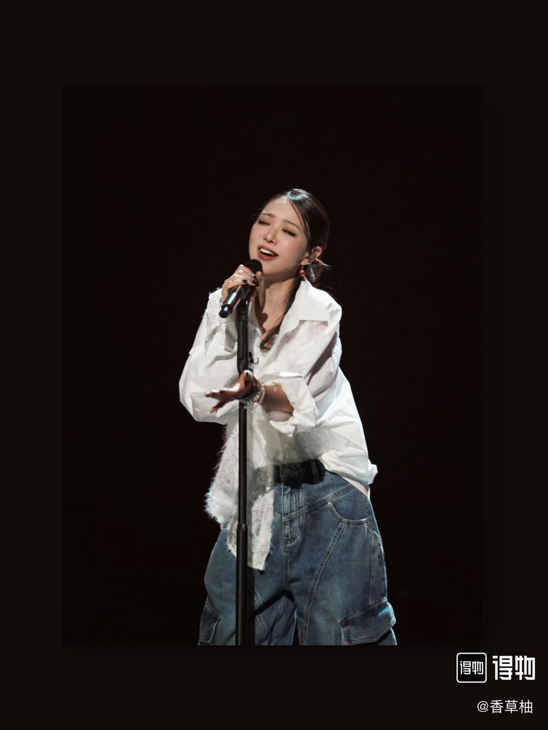 薛凯琪 王心凌同款 款号AN01  ANN ANDELMAN 宽松舒适做旧磨白斜线分割休闲男女同款牛仔裤 深蓝色 · image 17