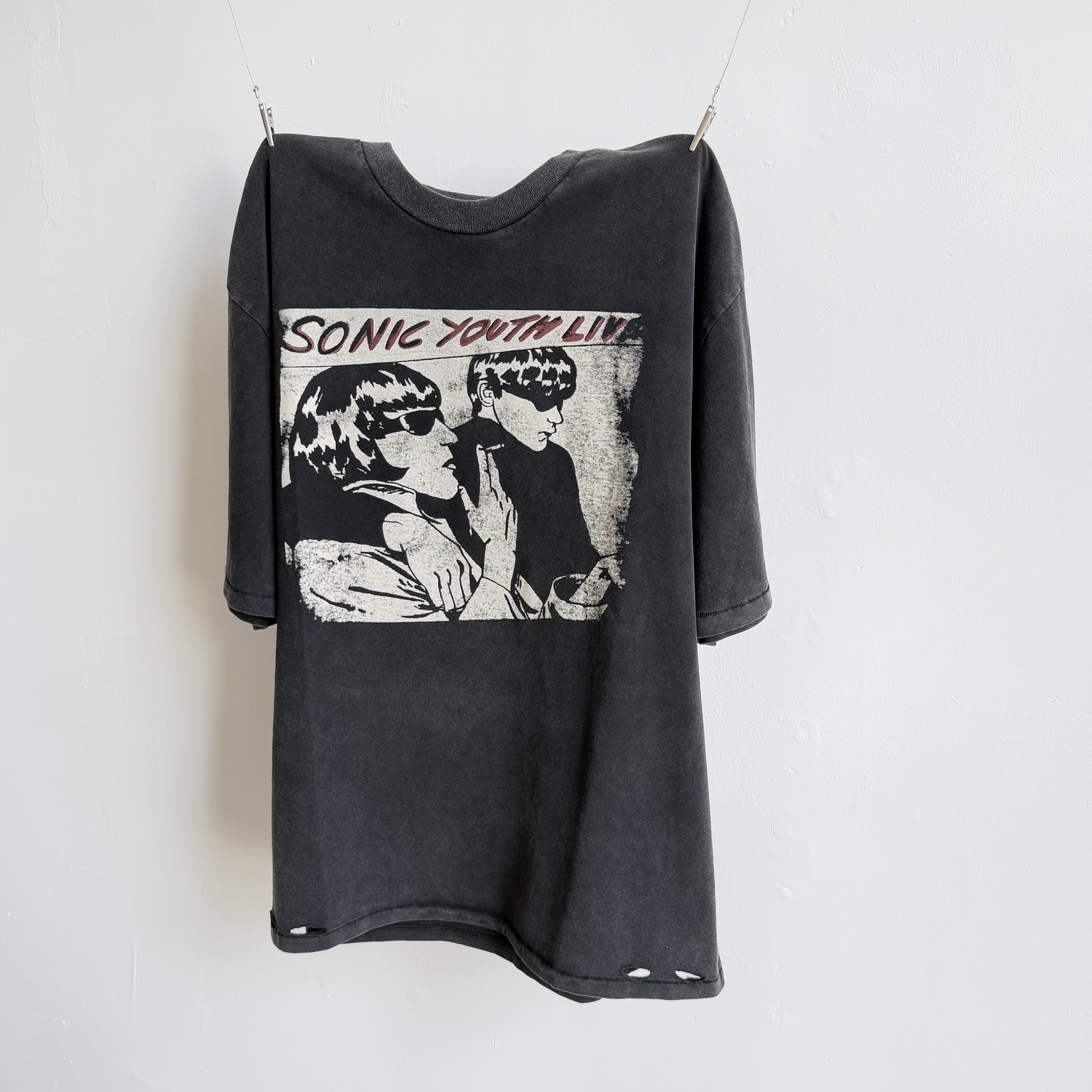 # CTS-134款 1990柯本巡演上身超稀有款 SONIC YOUTH x NIRVANA  洗后260g重磅纯棉面料 复古单缝线天地针工艺 阿苏特酵磨重磅洗水 尺码：S M L XL · image 6
