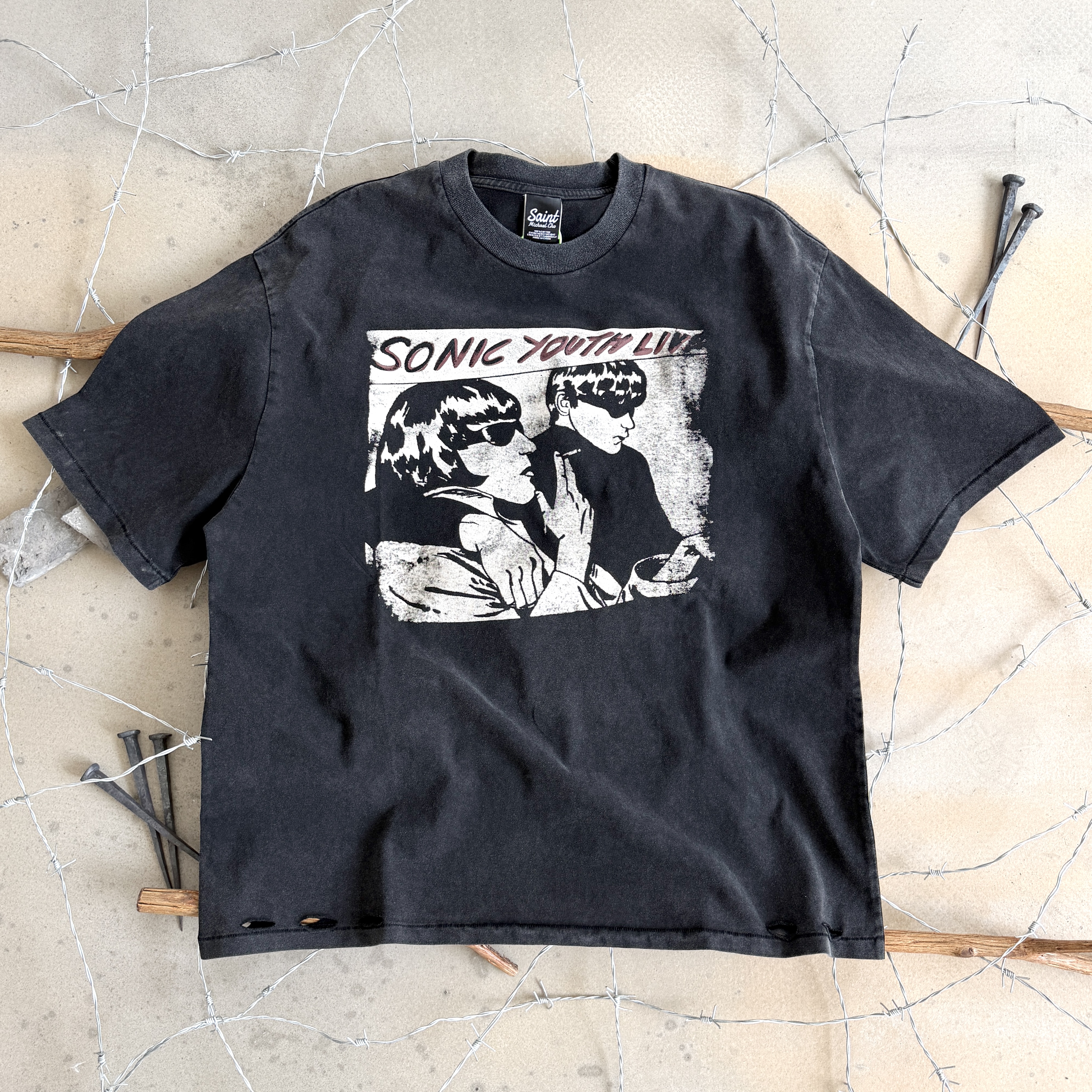 # CTS-134款 1990柯本巡演上身超稀有款 SONIC YOUTH x NIRVANA  洗后260g重磅纯棉面料 复古单缝线天地针工艺 阿苏特酵磨重磅洗水 尺码：S M L XL · cover