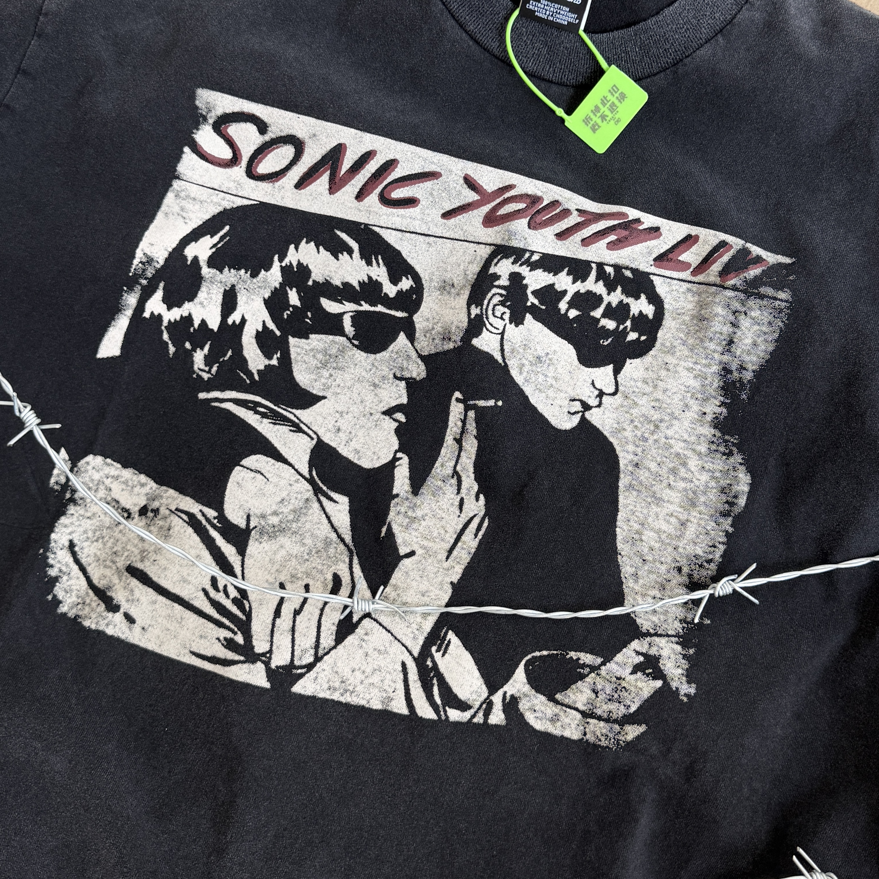 # CTS-134款 1990柯本巡演上身超稀有款 SONIC YOUTH x NIRVANA  洗后260g重磅纯棉面料 复古单缝线天地针工艺 阿苏特酵磨重磅洗水 尺码：S M L XL · image 16