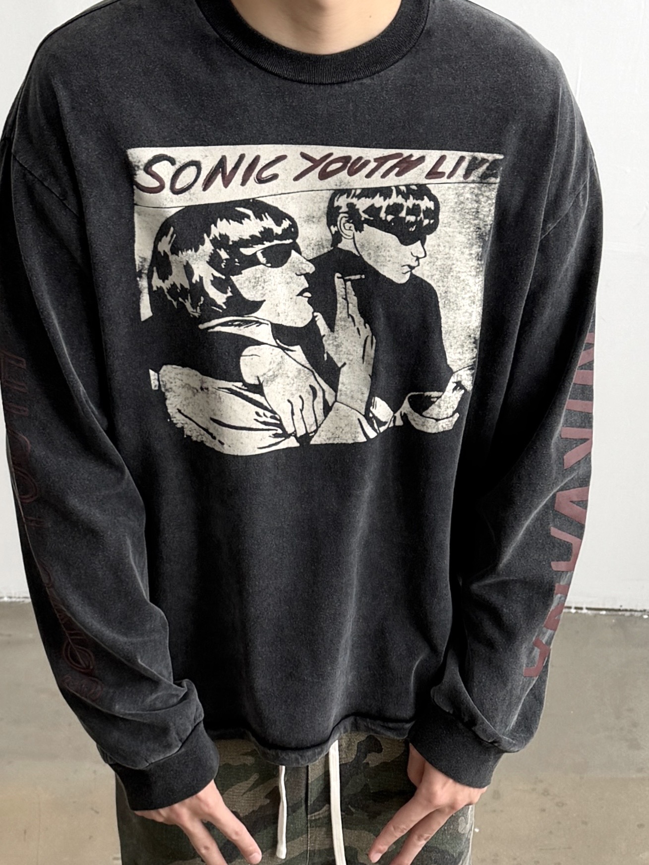 # CTS-184款 1990柯本巡演上身超稀有款长袖 SONIC YOUTH x NIRVANA 洗后280g重磅纯棉面料 复古单缝线天地针工艺 阿苏特酵磨重磅洗水 尺码：S M L XL · image 5
