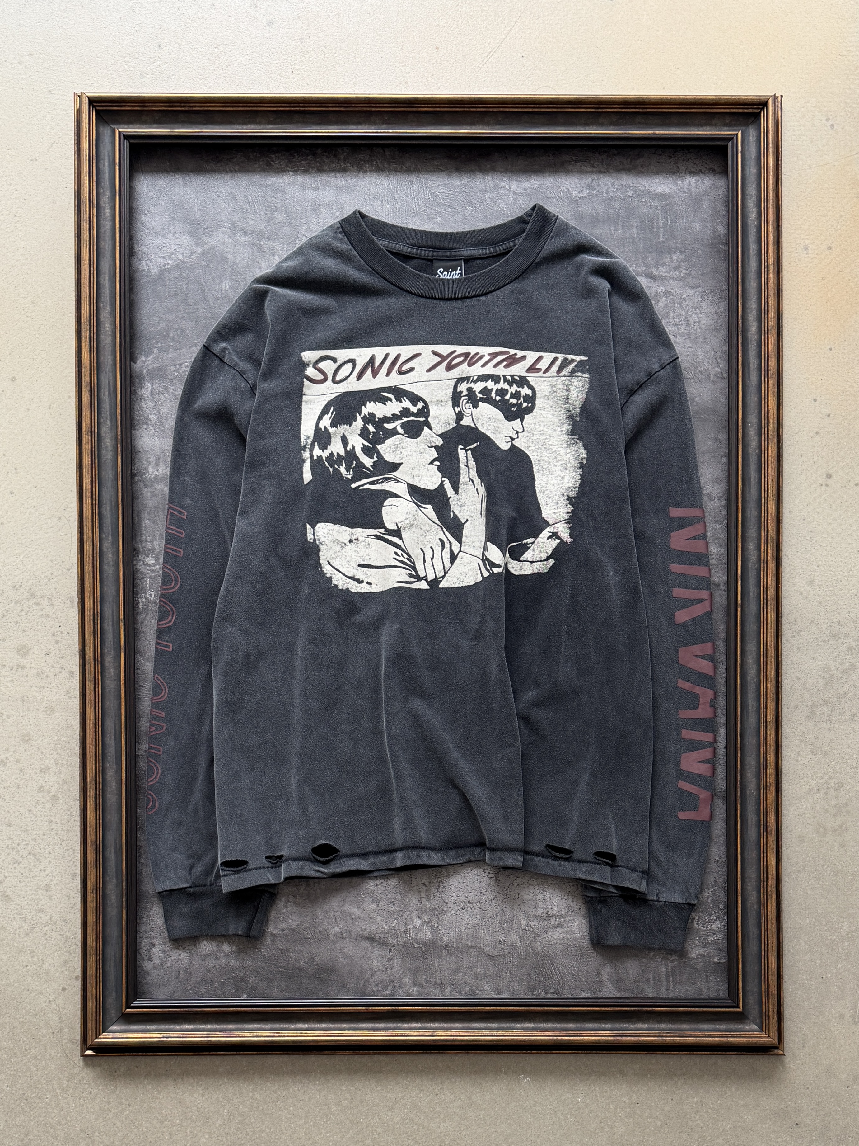 # CTS-184款 1990柯本巡演上身超稀有款长袖 SONIC YOUTH x NIRVANA 洗后280g重磅纯棉面料 复古单缝线天地针工艺 阿苏特酵磨重磅洗水 尺码：S M L XL · image 6