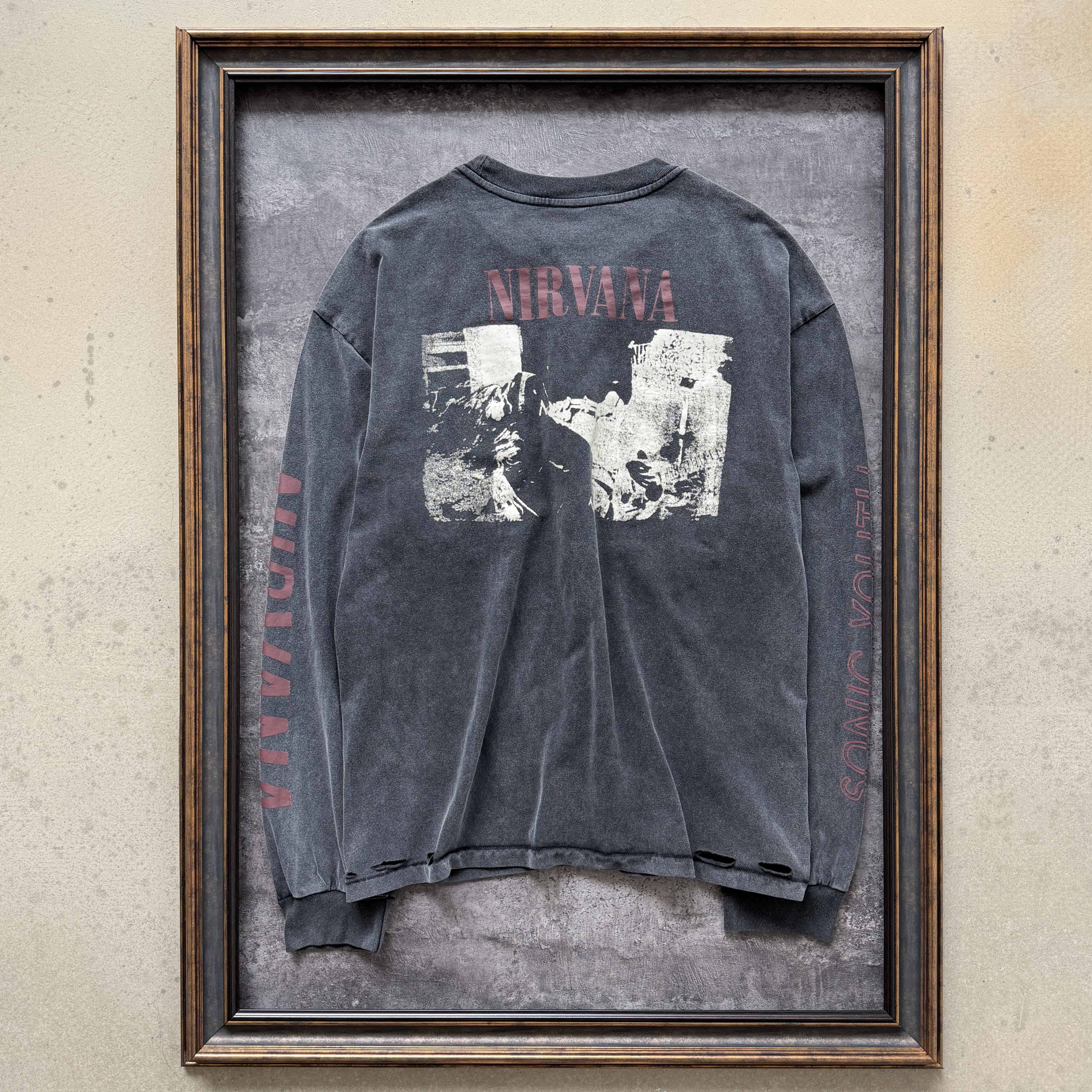 # CTS-184款 1990柯本巡演上身超稀有款长袖 SONIC YOUTH x NIRVANA 洗后280g重磅纯棉面料 复古单缝线天地针工艺 阿苏特酵磨重磅洗水 尺码：S M L XL · image 13