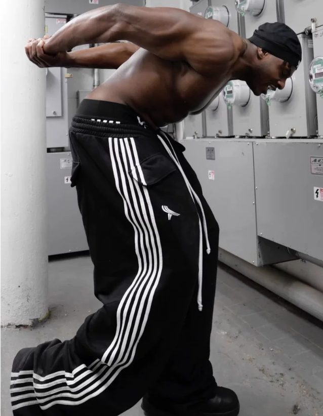款号1173  美式YORI SPORT条纹卫裤男女宽松阔腿baggy抽绳长裤张峻豪同款 · image 7