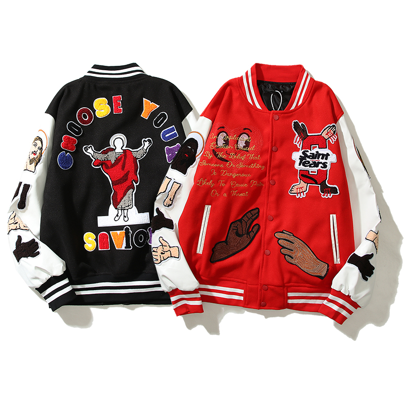 款号3021    詹姆斯同款Price Stadium Jacket重工全刺绣工艺棒球运动夹克外套 · cover