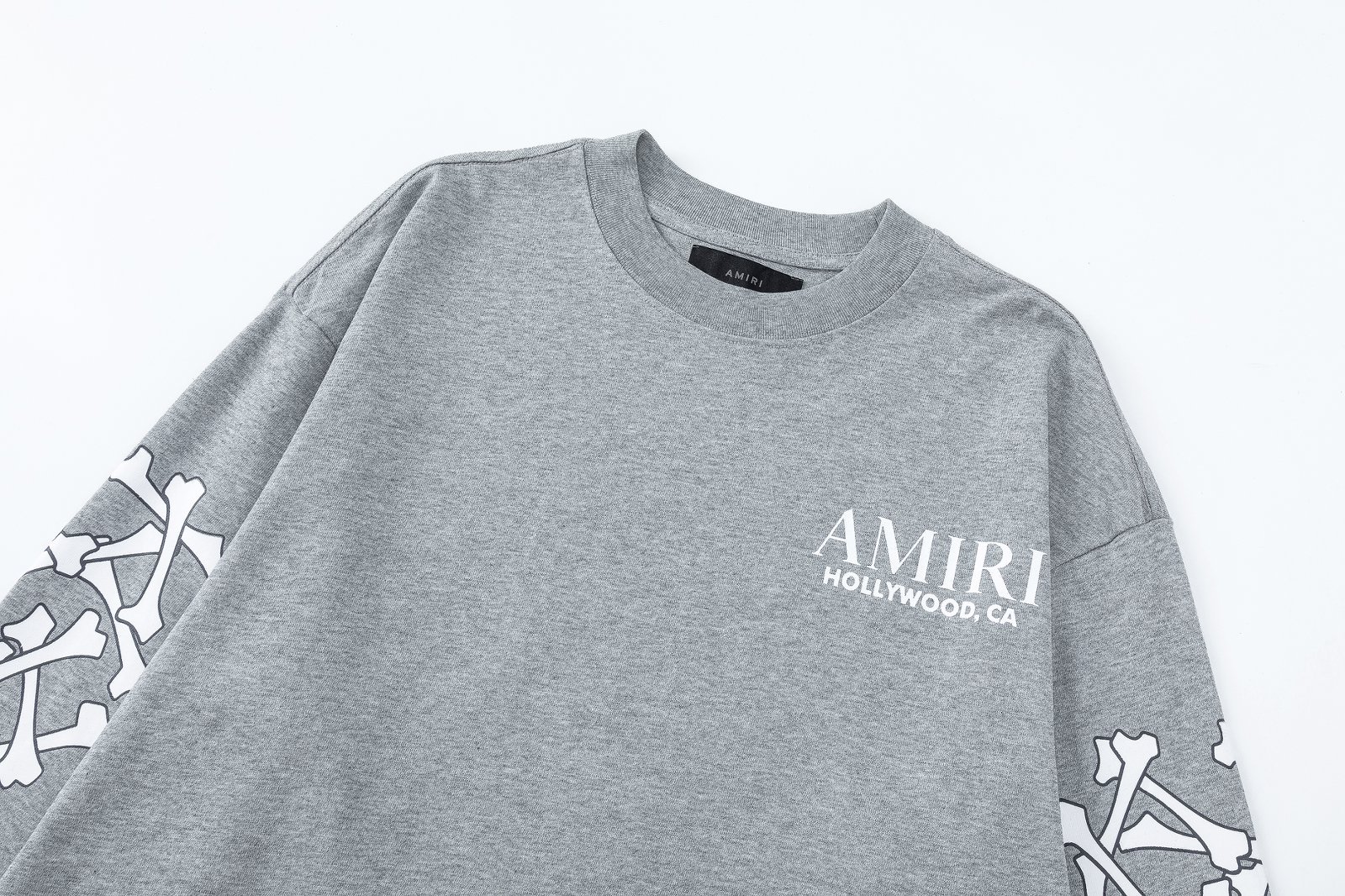 7118-02#,AMIRI经典骨头印花圆领长袖衫，采用300克重面料，颜色：黑色，花灰色，尺码：S M L XL · image 7