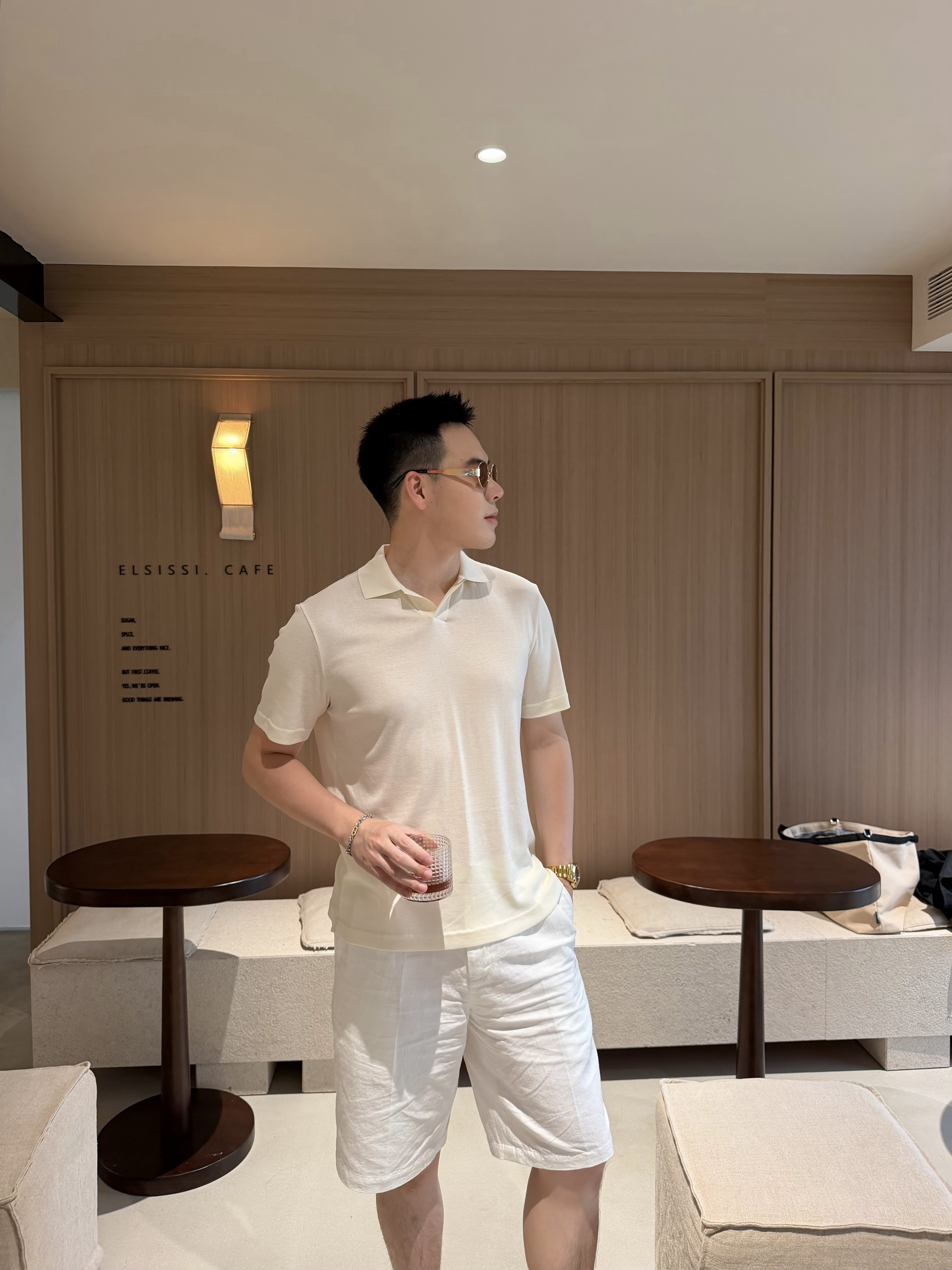 P449 蚕丝棉针织POLO杏仁奶油色 · image 20