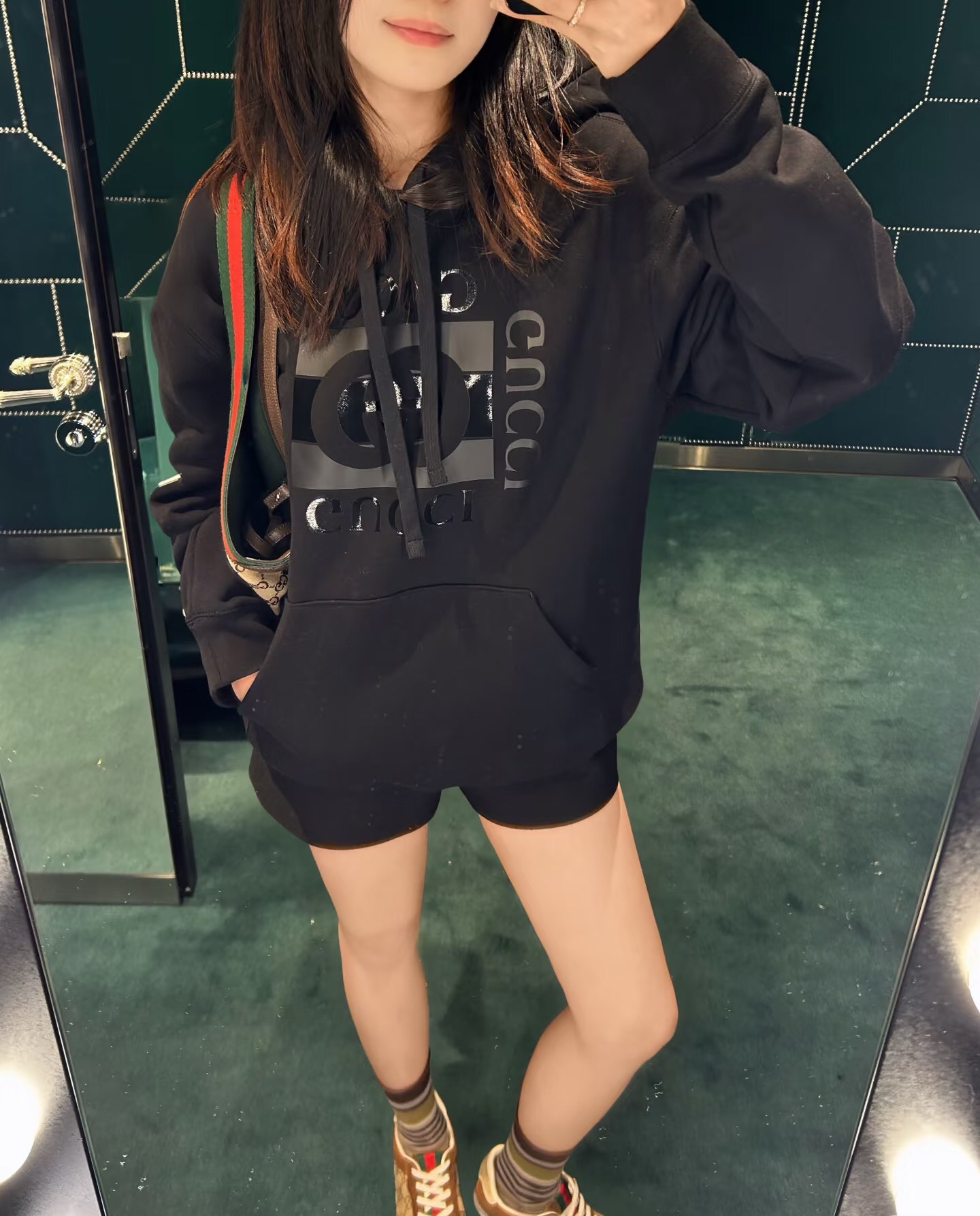 P389 Black Double G Large Print Hoodie · image 20